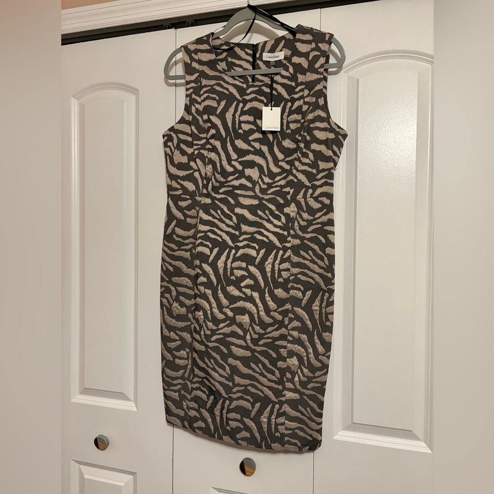 Calvin Klein Tan and Gray Dress